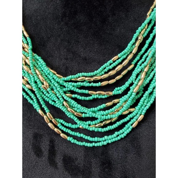 Charming Charlie Blue Multi Layered Seed Bead Fashion Jewelry Necklace - Picture 2 of 8